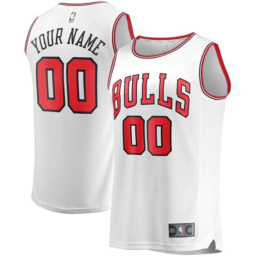 Men Chicago Bulls Fanatics Branded White Fast Break Custom Replica NBA Jersey->customized nba jersey->Custom Jersey
